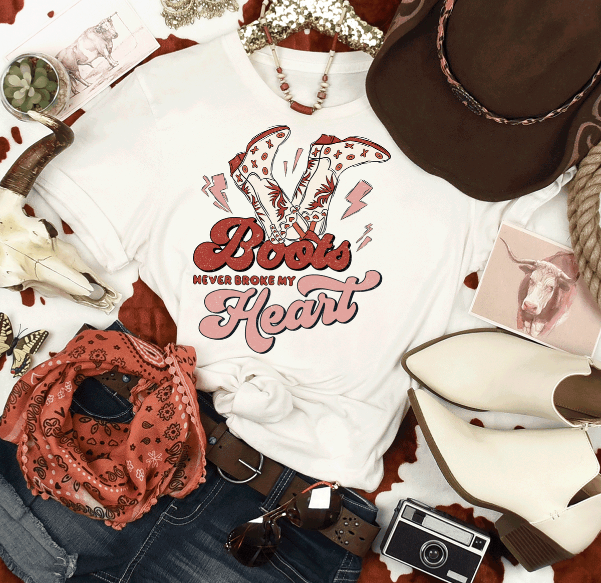 Boots Never Broke My Heart Western Tee