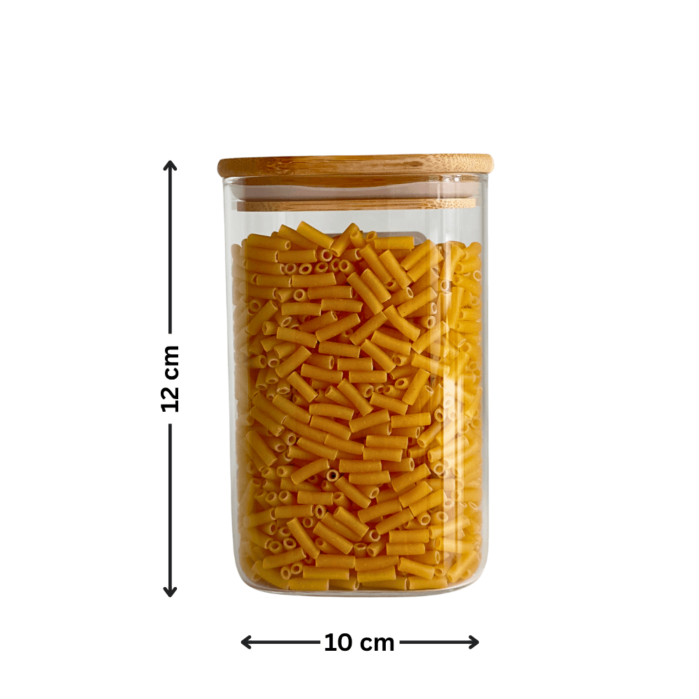 Square Glass Pantry Jars with Bamboo Lids – 5-Piece Set