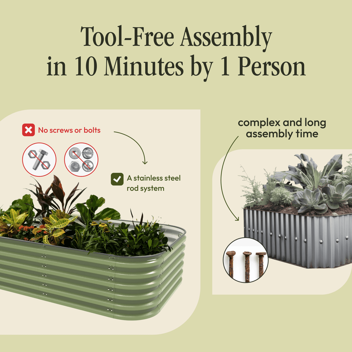 Modular Metal Raised Garden Bed – No Tools Needed