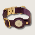 Purple Leather AirTag Dog Collar