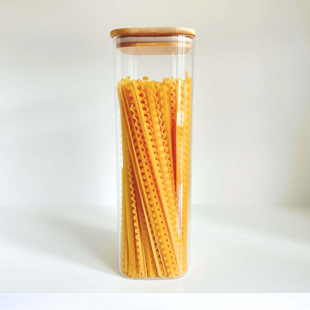 Square Glass Pantry Jars with Bamboo Lids – 12-Piece Set