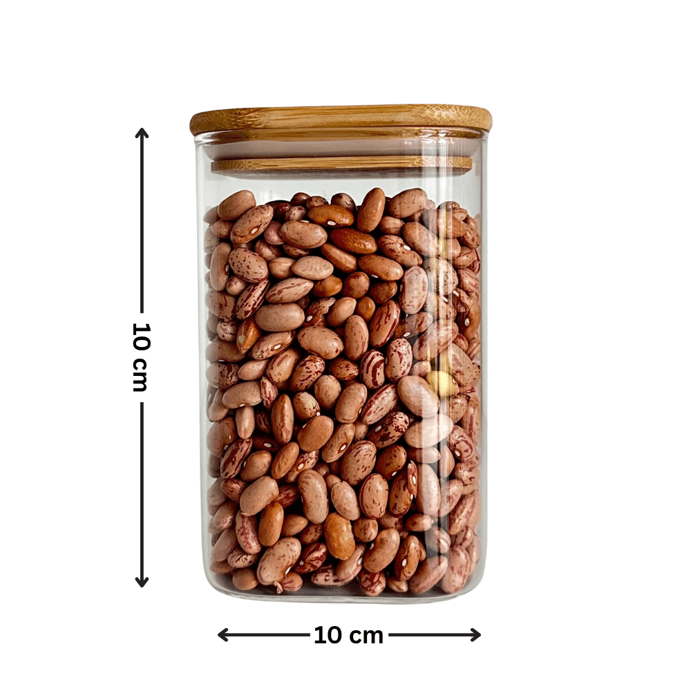 Square Glass Pantry Jars with Bamboo Lids – 5-Piece Set