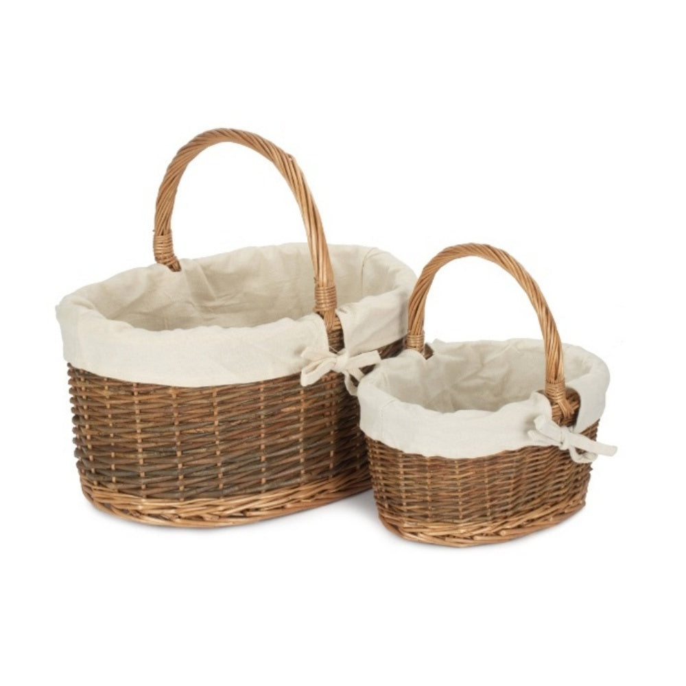 Cotton-Lined Country Wicker Market Basket