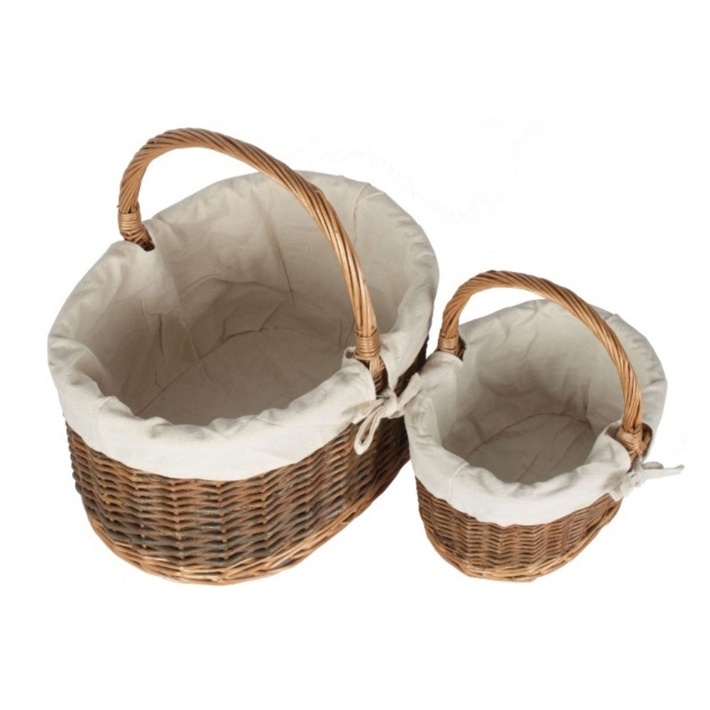 Cotton-Lined Country Wicker Market Basket