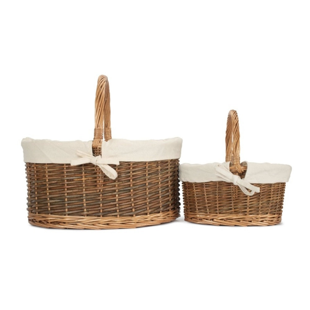 Cotton-Lined Country Wicker Market Basket