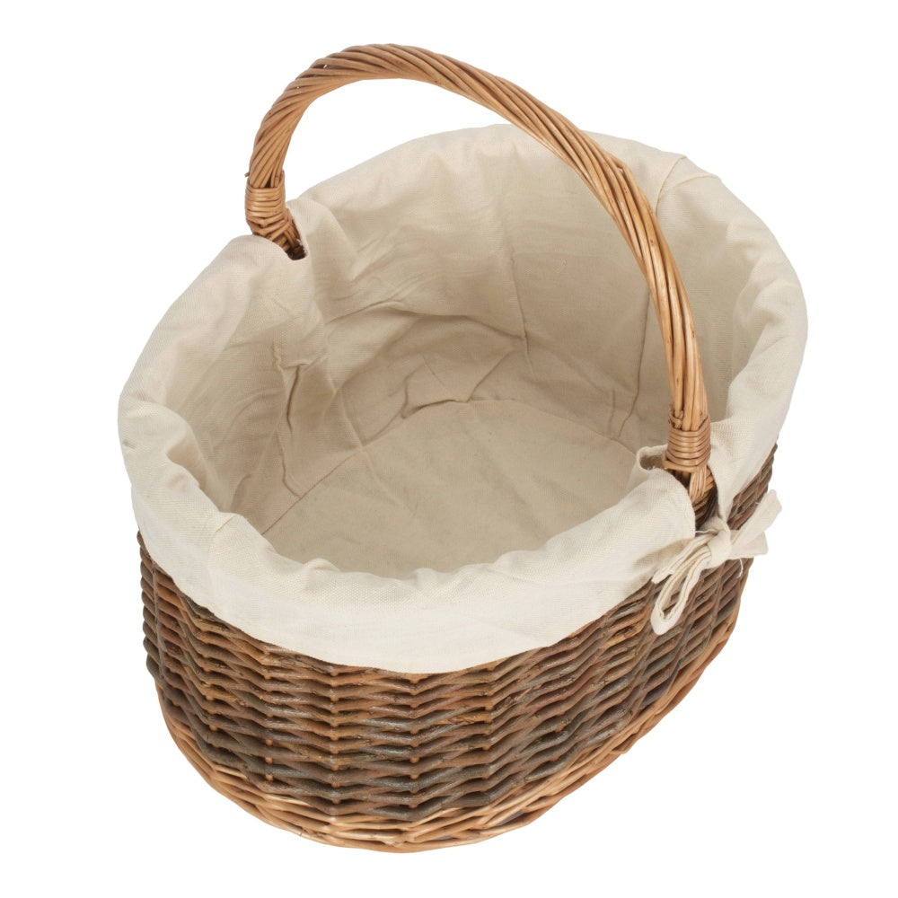 Cotton-Lined Country Wicker Market Basket