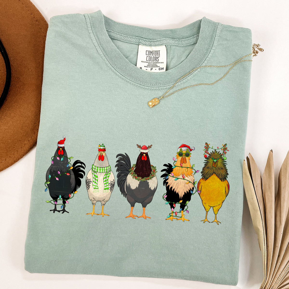 Christmas Chickens Comfort Colors Tee