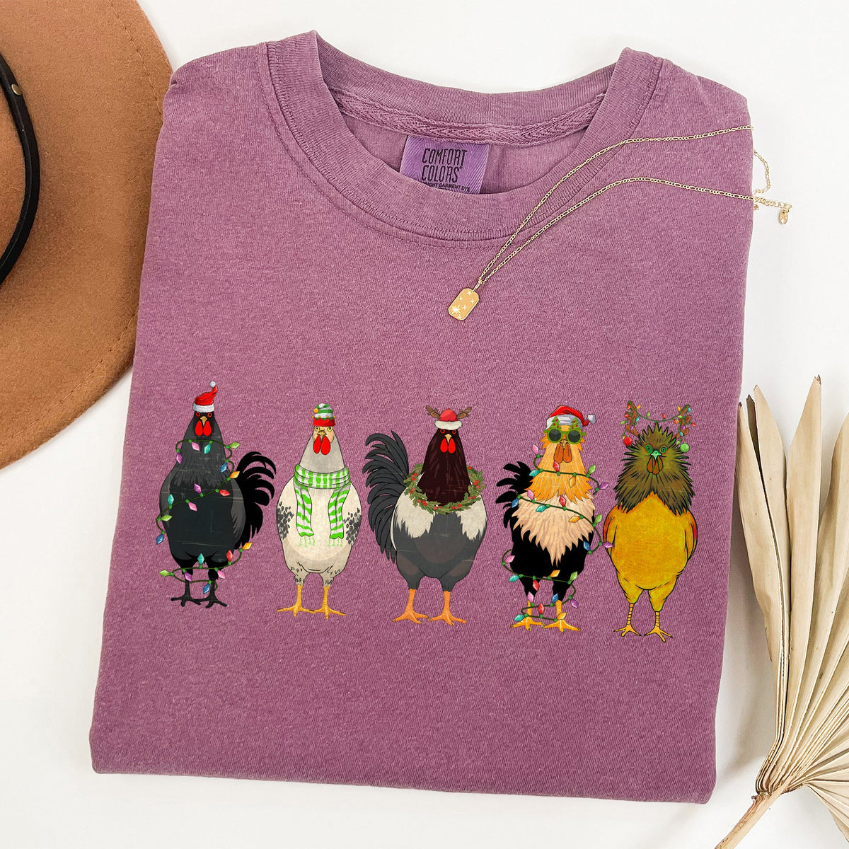Christmas Chickens Comfort Colors Tee