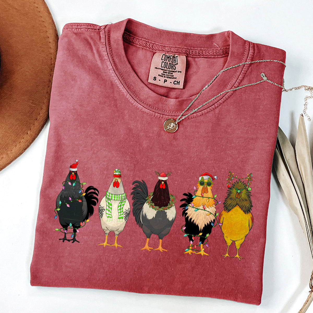 Christmas Chickens Comfort Colors Tee