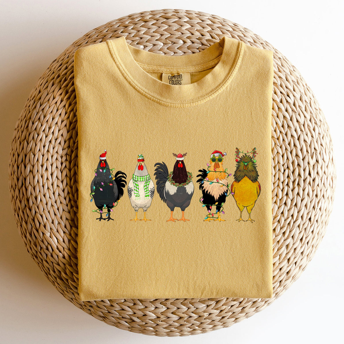 Christmas Chickens Comfort Colors Tee