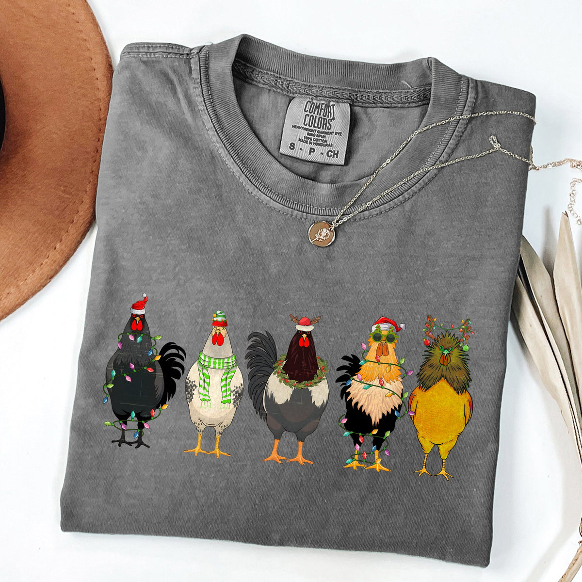 Christmas Chickens Comfort Colors Tee