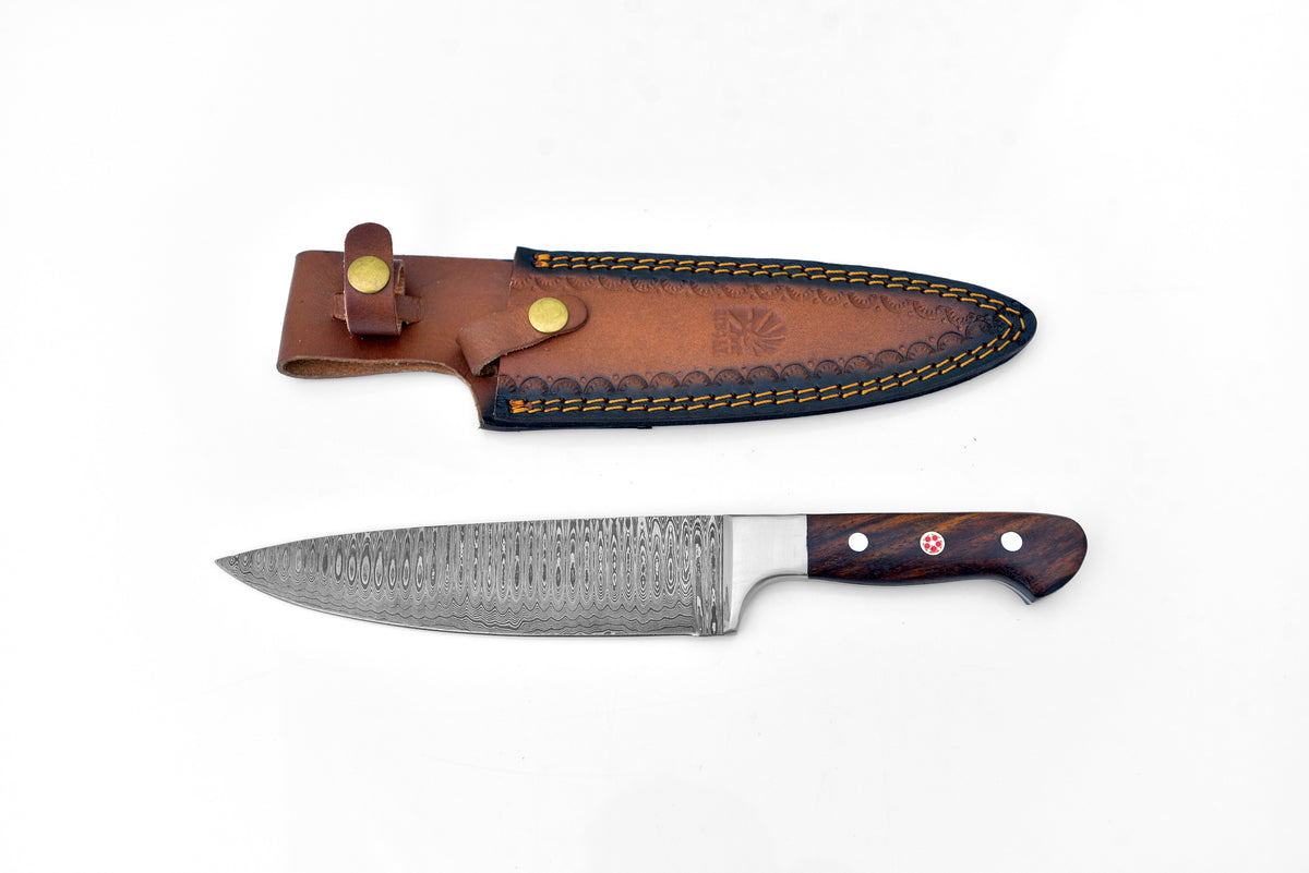 Hand-Forged Damascus Kitchen Knife with Walnut Handle