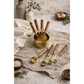 Acacia Wood & Gold Measuring Cups and Spoons – 8-Piece Set