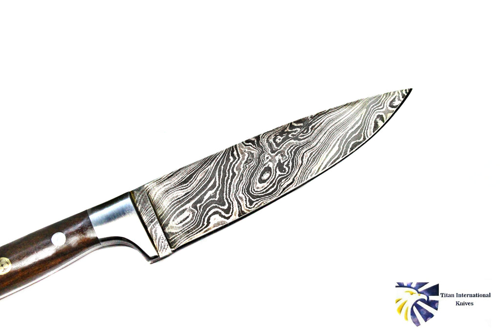 Hand-Forged Damascus Kitchen Knife with Walnut Handle
