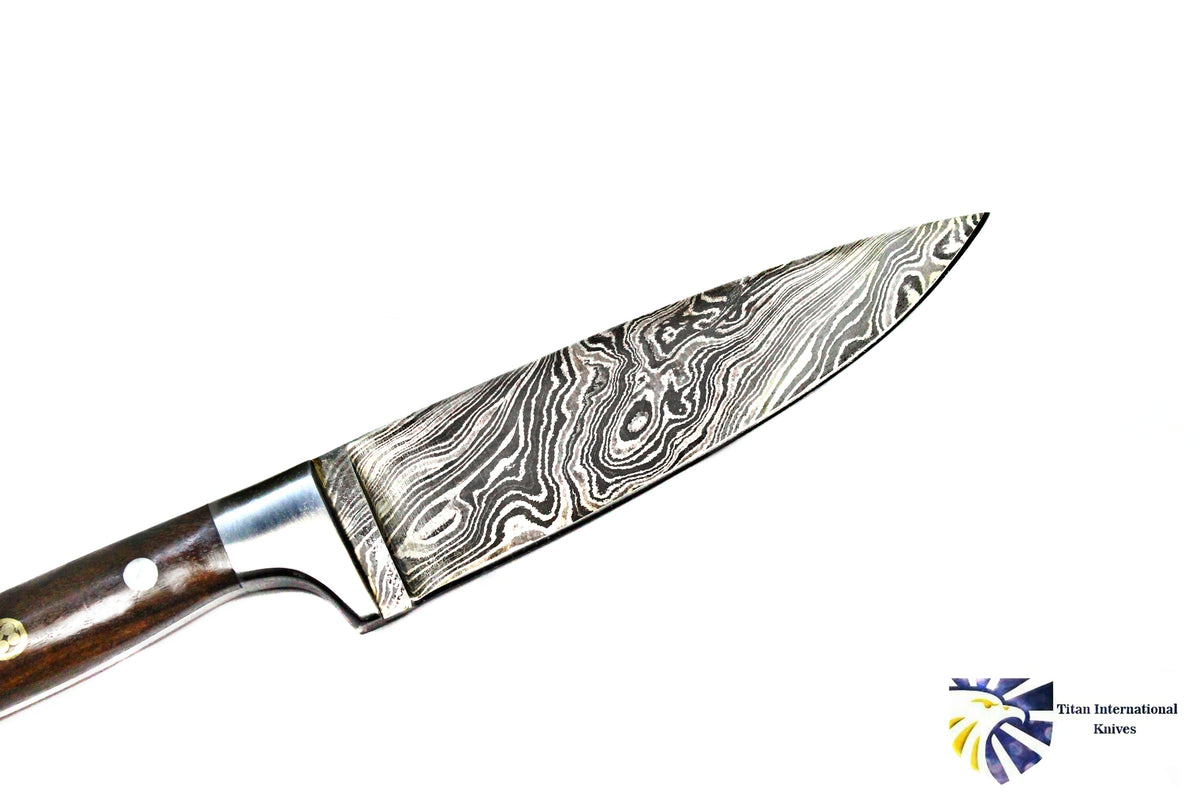 Hand-Forged Damascus Kitchen Knife with Walnut Handle