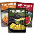 Tri-Color Watermelon Seeds – Crimson Sweet, Yellow Petite & Tendersweet Orange Heirloom Varieties for Vibrant Summer Harvests
