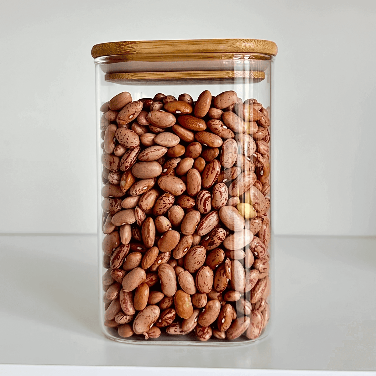 Square Glass Pantry Jars with Bamboo Lids – 5-Piece Set