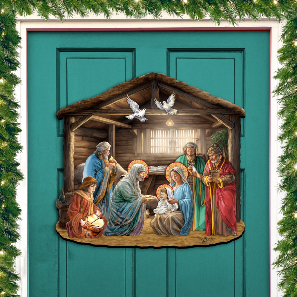 Handcrafted Nativity Holiday Door Decor
