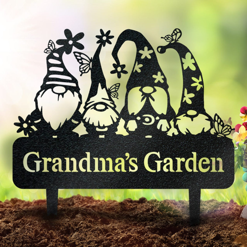 Garden Gnome Monogram - Metal Yard Signs