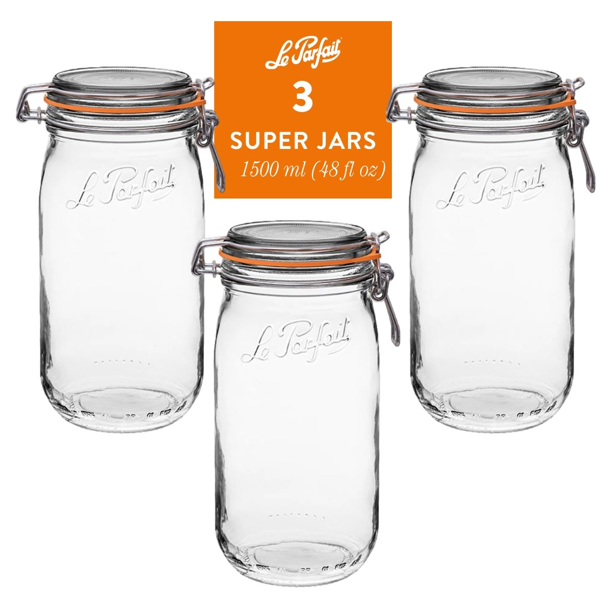 Le Parfait French Glass Preserve Jars with Wire-Bail Lids