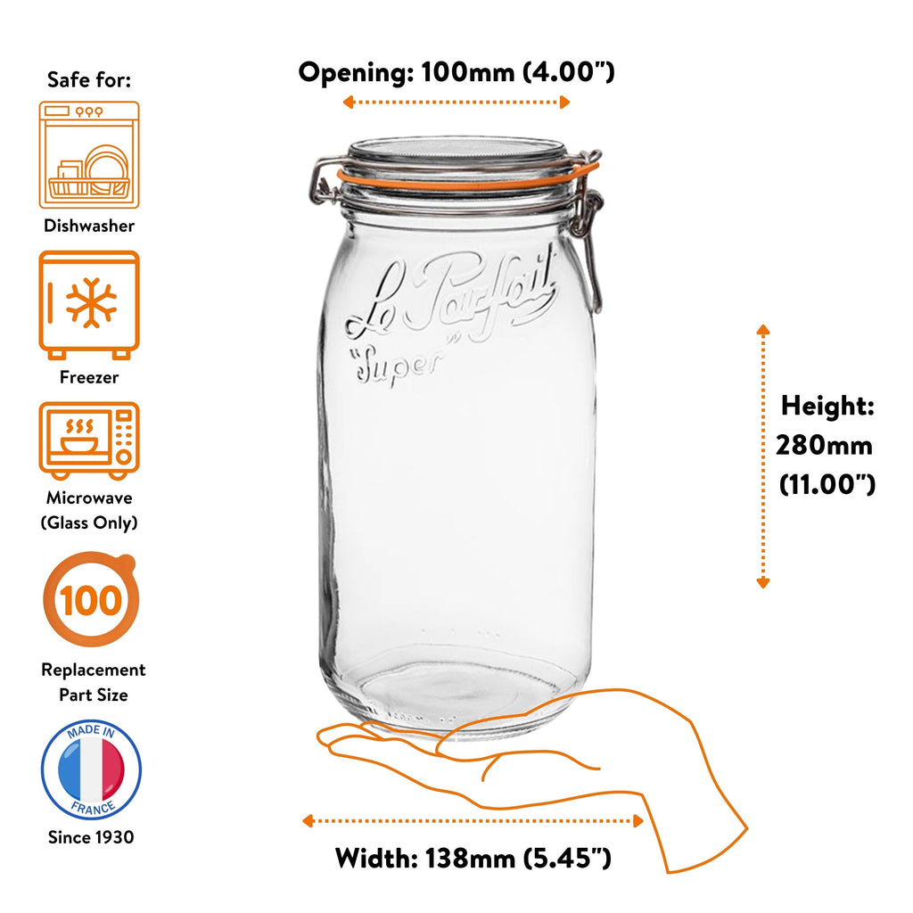 Le Parfait French Glass Preserve Jars with Wire-Bail Lids