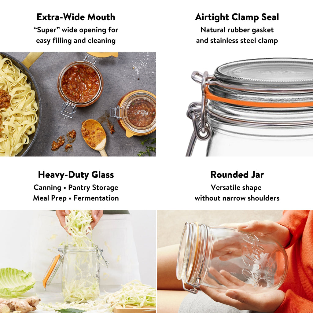Le Parfait French Glass Preserve Jars with Wire-Bail Lids
