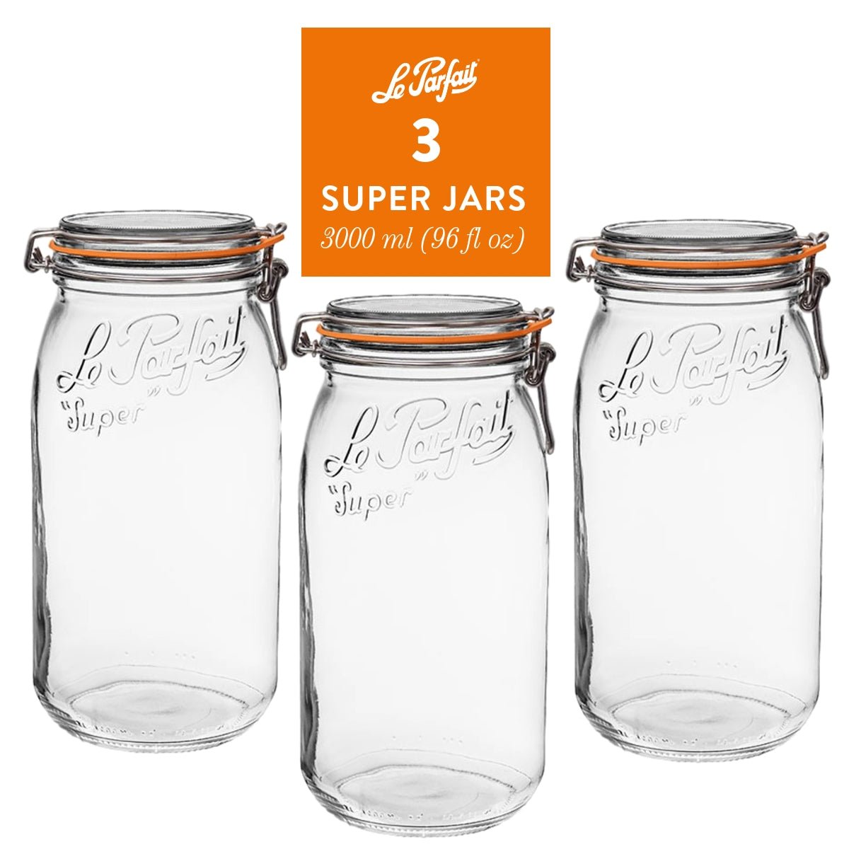 Le Parfait French Glass Preserve Jars with Wire-Bail Lids