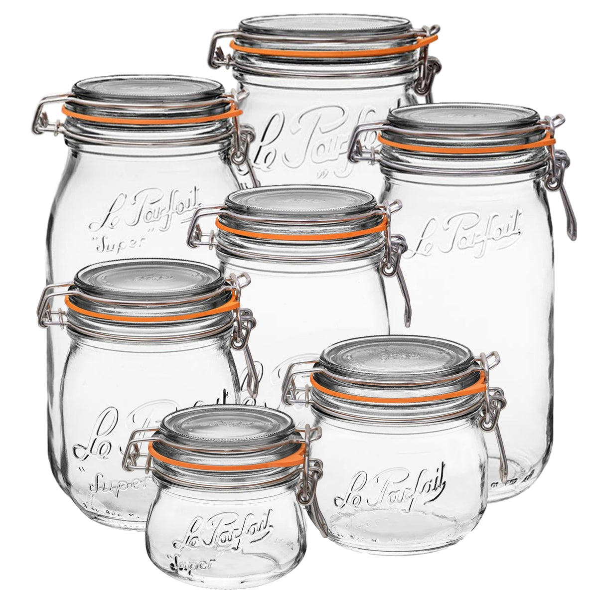 Le Parfait French Glass Preserve Jars with Wire-Bail Lids