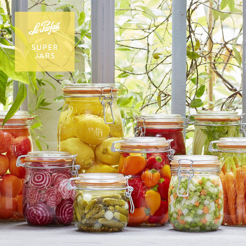 Le Parfait French Glass Preserve Jars with Wire-Bail Lids