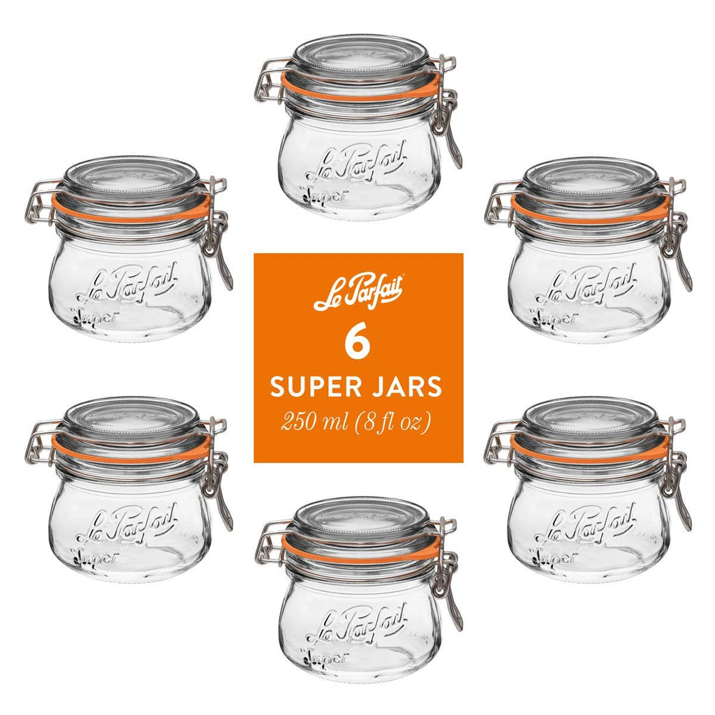 Le Parfait French Glass Preserve Jars with Wire-Bail Lids