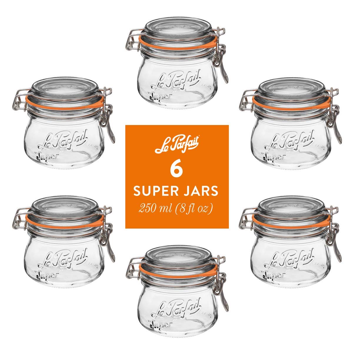 Le Parfait French Glass Preserve Jars with Wire-Bail Lids