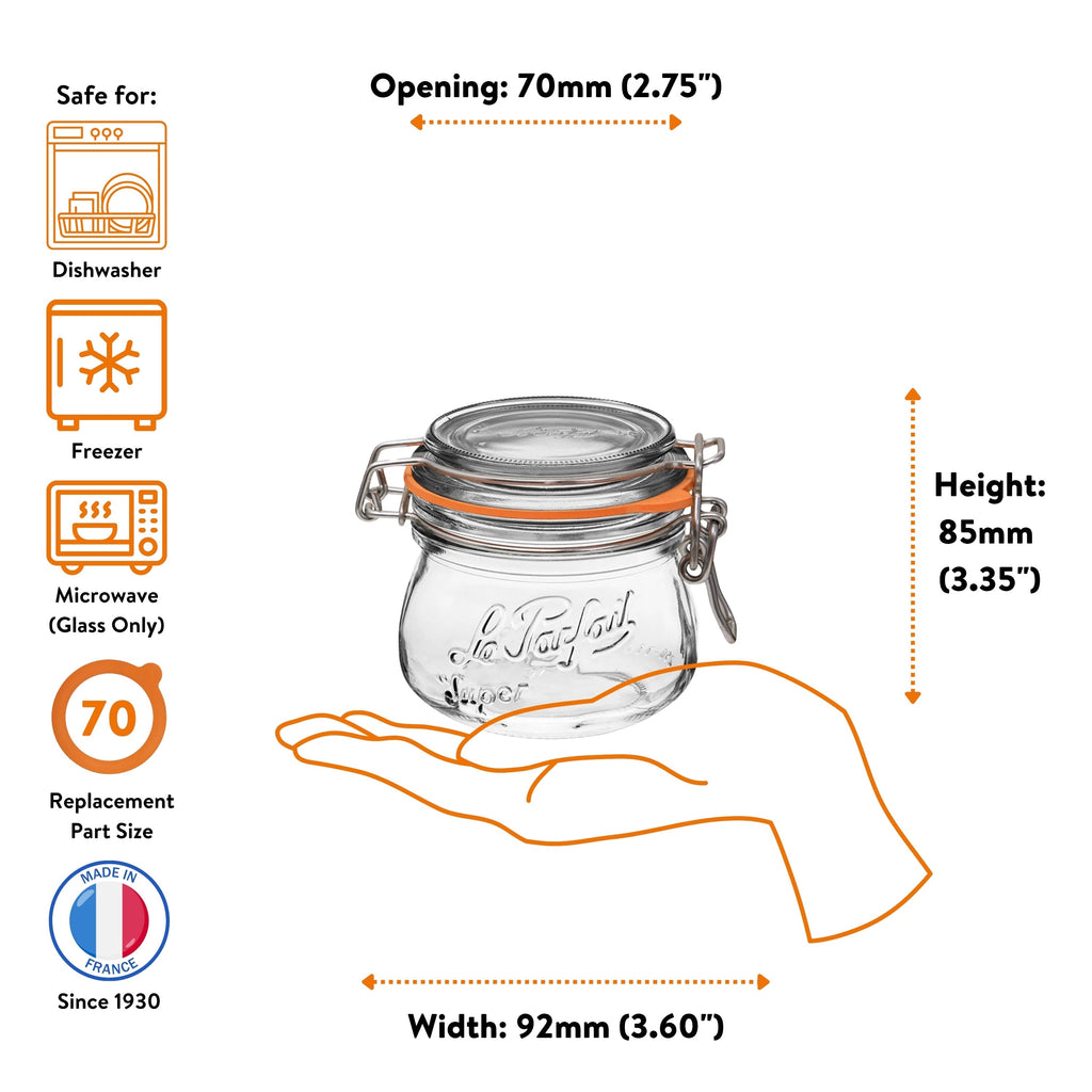 Le Parfait French Glass Preserve Jars with Wire-Bail Lids