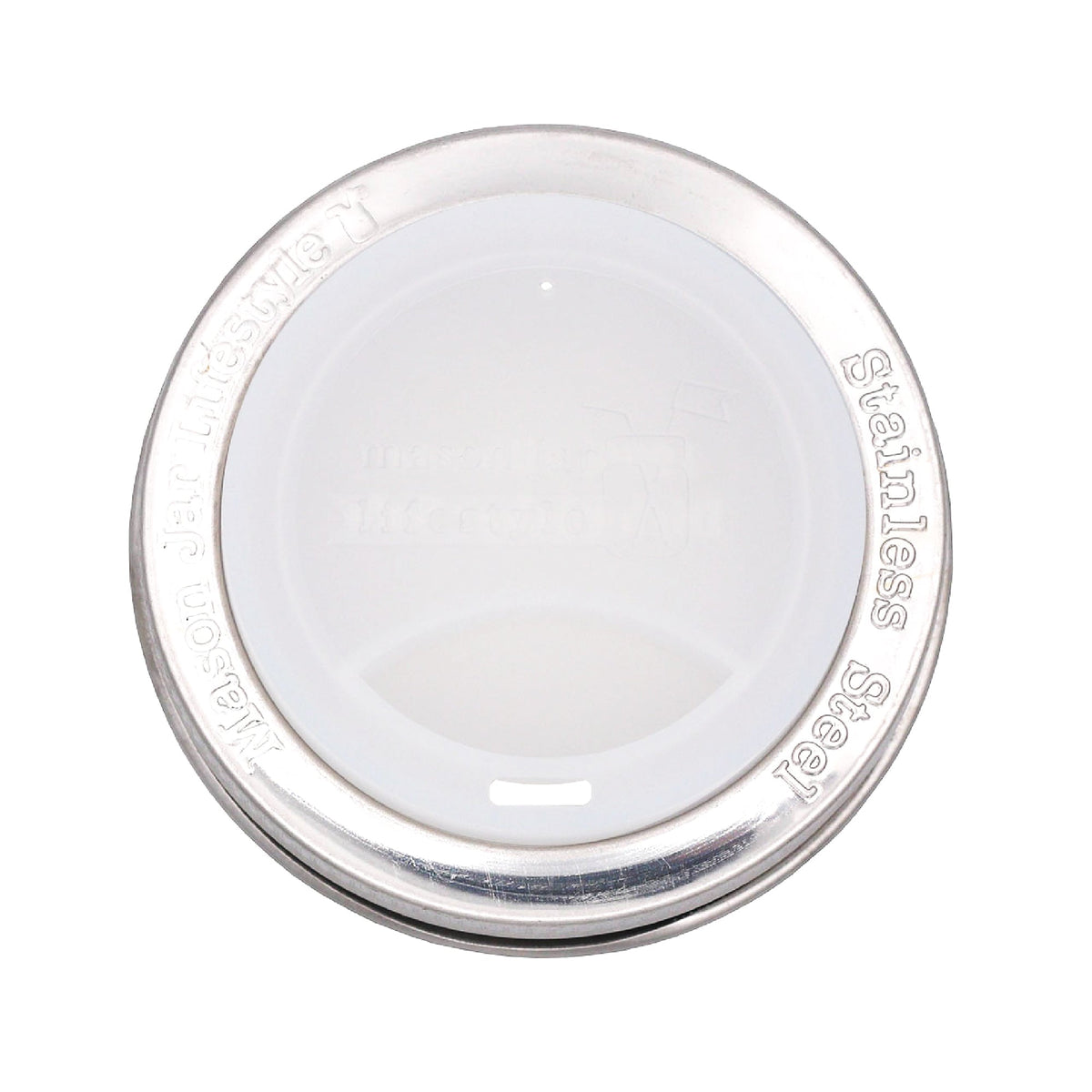 Silicone Drinking Lid with Stainless Steel Band for Mason Jars