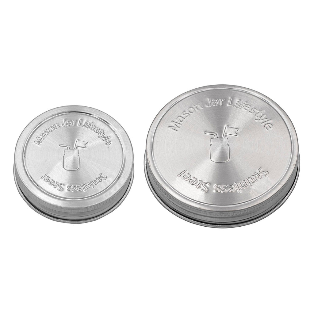 Stainless Steel Storage Lids with Leak-Proof Silicone Liners for Mason Jars 5 Pack